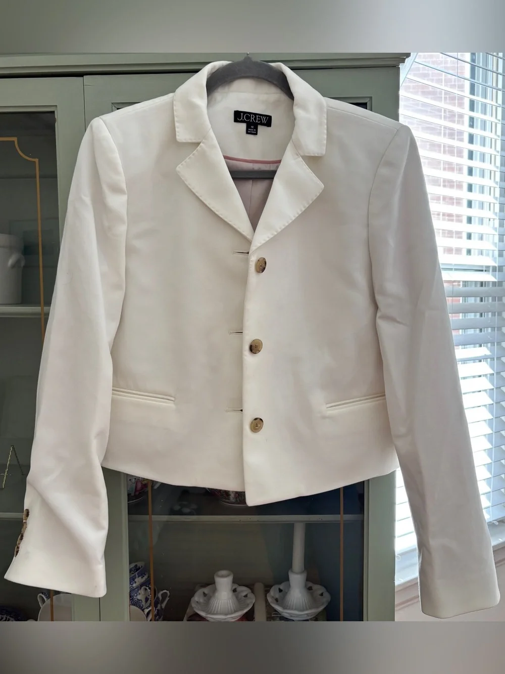 J. Crew Cropped Lady Blazer in four seasons stretch ivory size 10 women’s